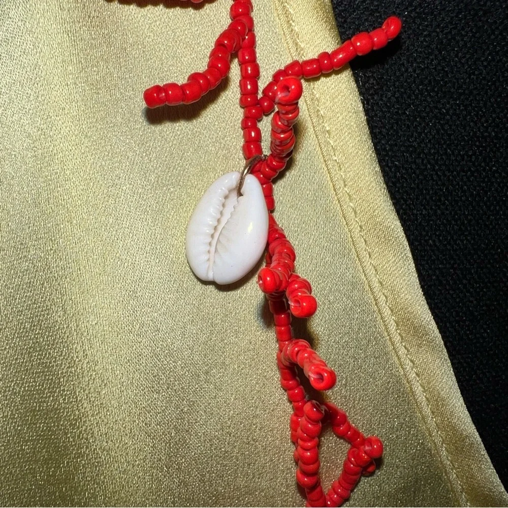 Red Coral Chip Necklace & Baroque Pearl Earrings Set | Statement Jewelry